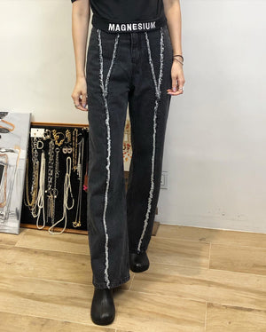 Black YY Stripe Pants