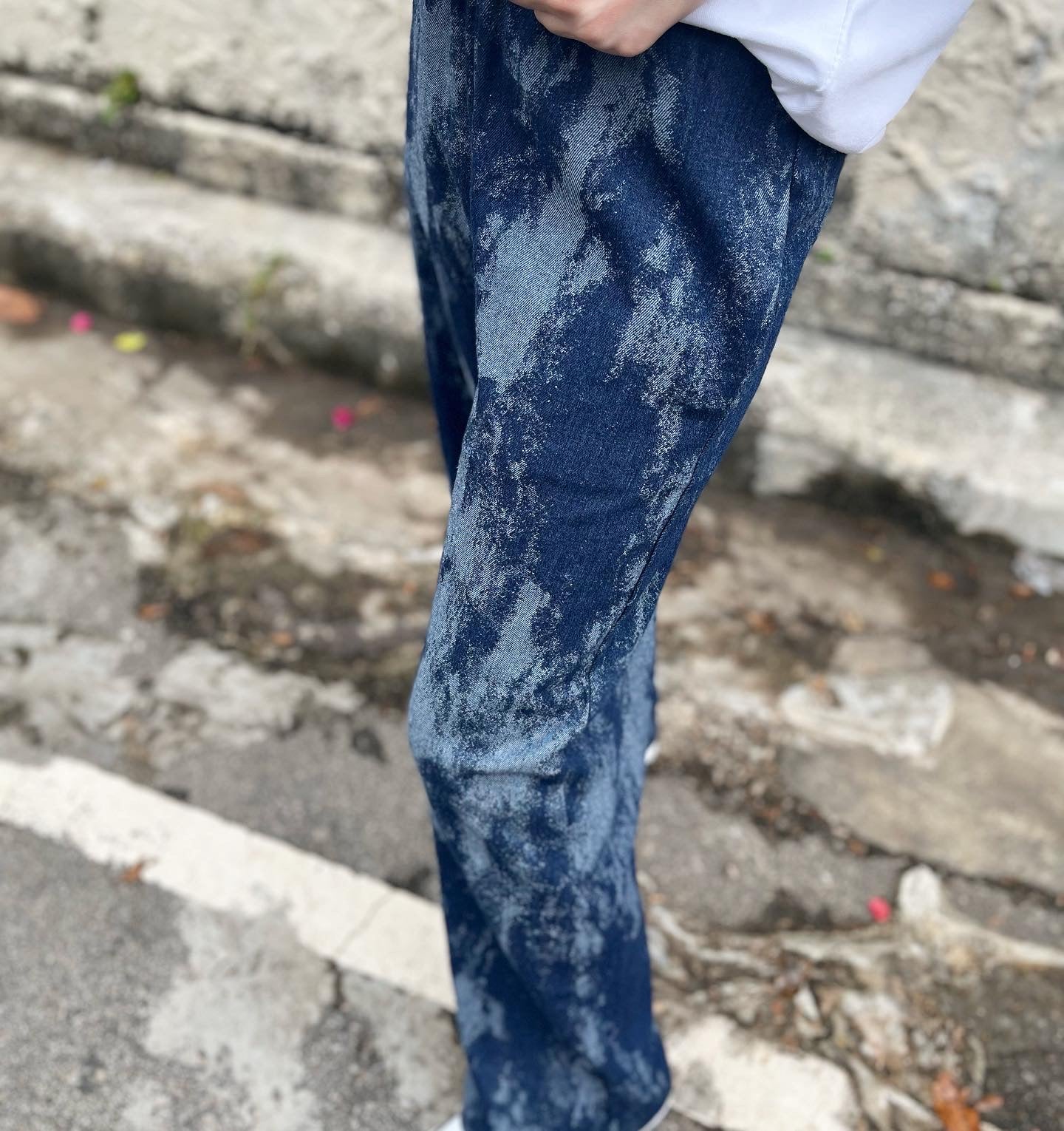 Washed Pattern Jeans