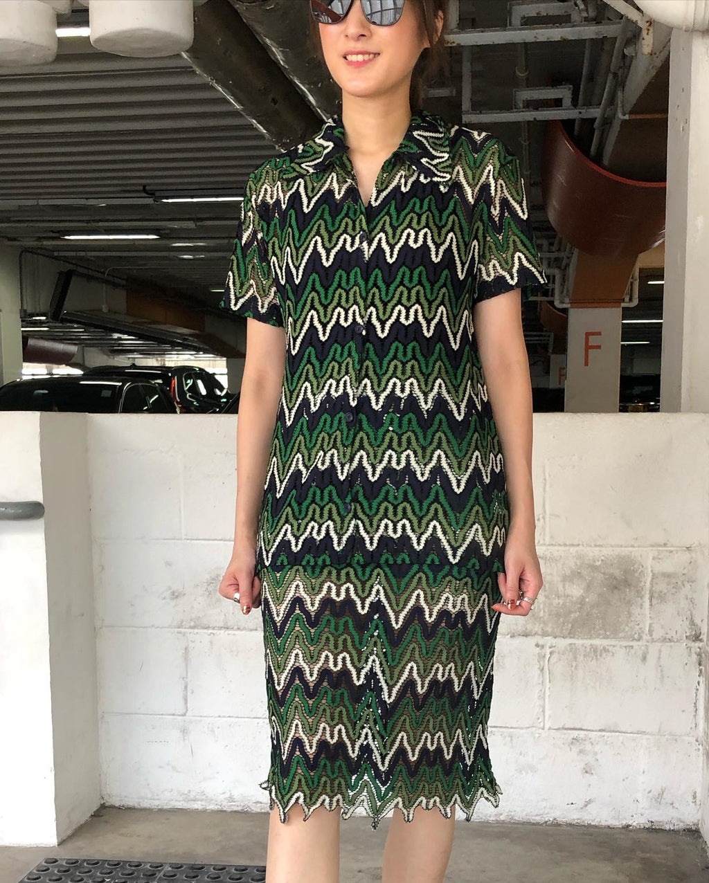 Green Wave Set - Top and Skirt