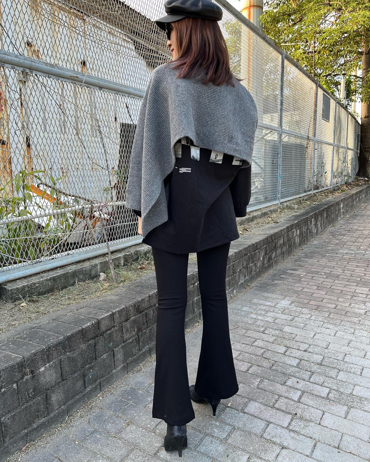 Grey Scarf Top