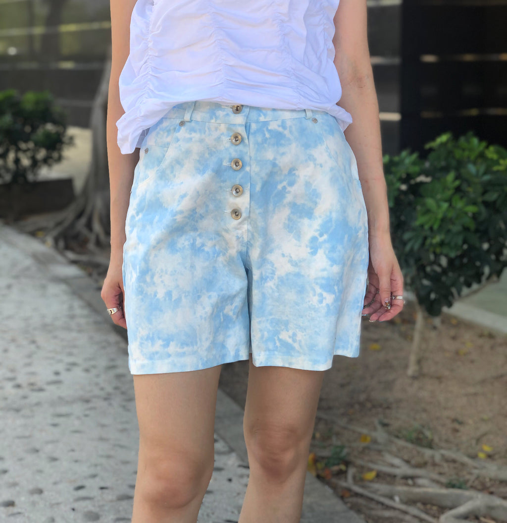 Blue/White Tie-Dye Shorts