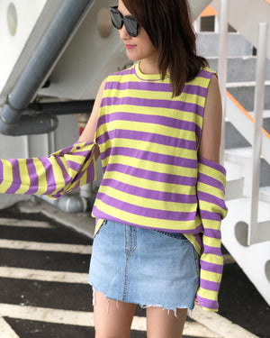 Purple and Yellow Stripe 4 ways Top