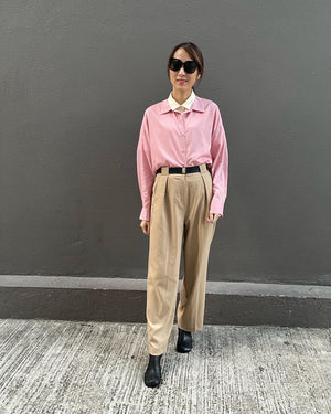 Beige Pants With Belt Set