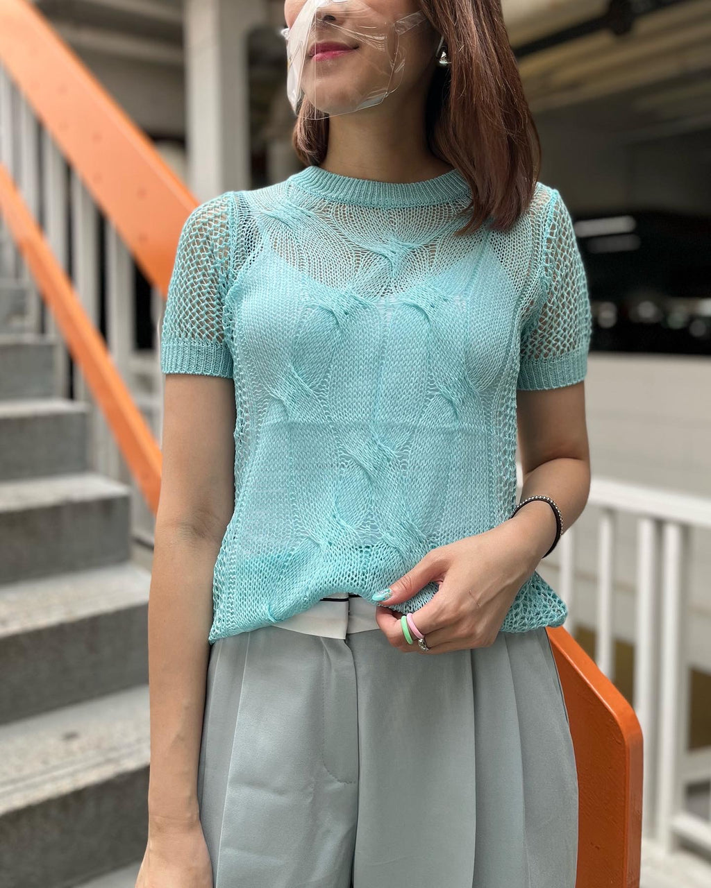 Light Blue Knitted Top