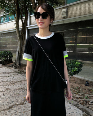 Simple Black with Colouful Sleeve Top