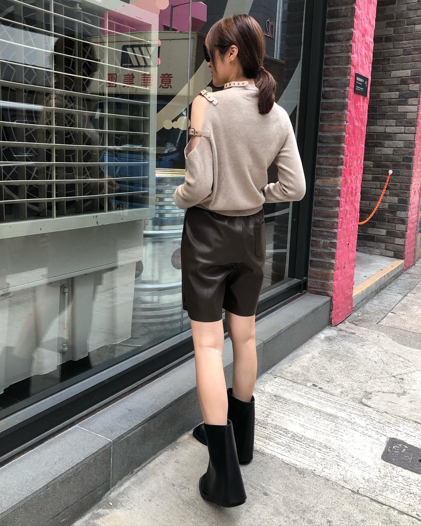 Faux Leather Brown Short