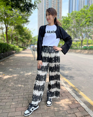 Black White Tie-Dye Pants