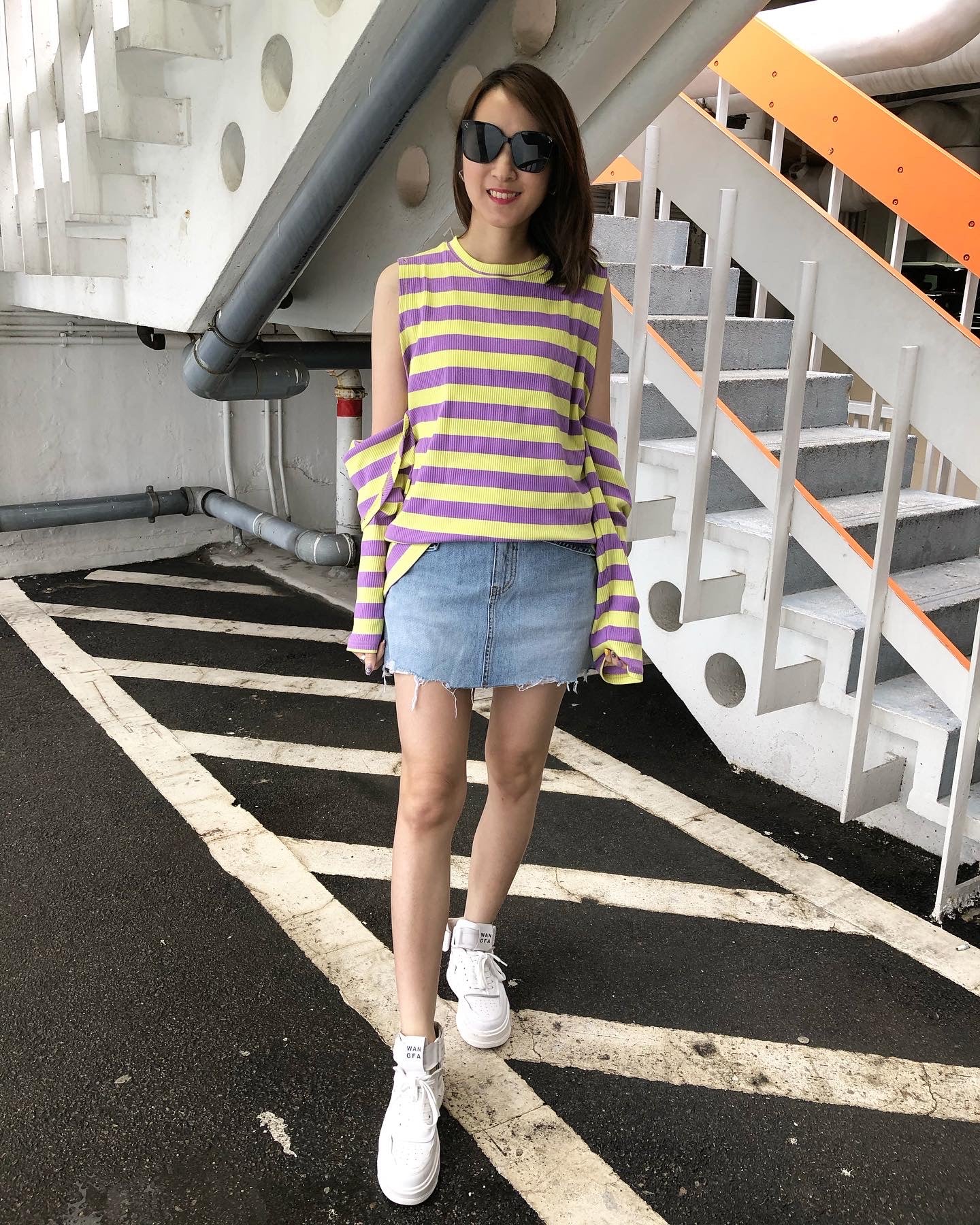 Purple and Yellow Stripe 4 ways Top