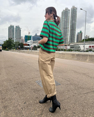 Green Black Stripe Top