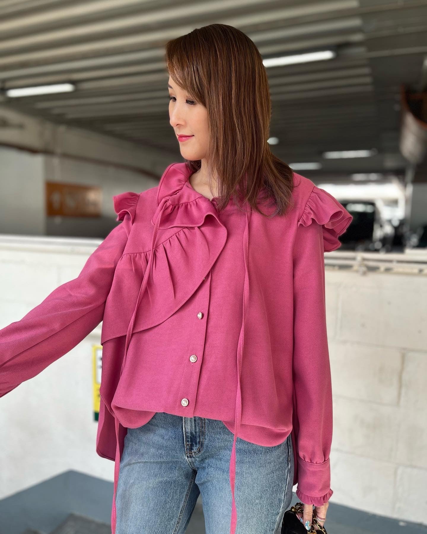 Pink Ruffle Shirt