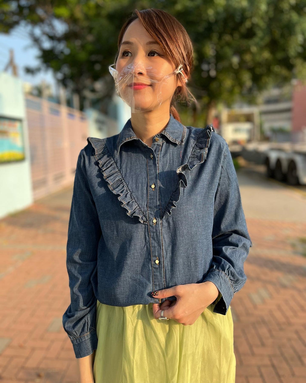 Italy 🇮🇹 Ruffle Denim Top