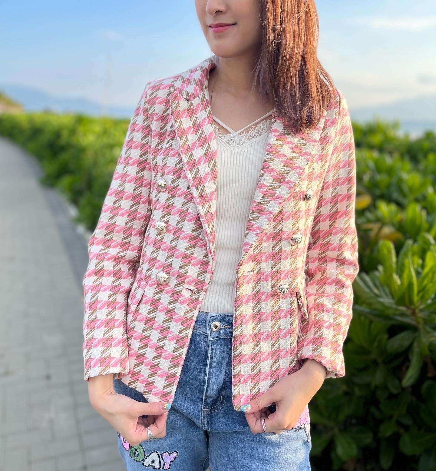 Italy 🇮🇹Pink Checkers Jacket