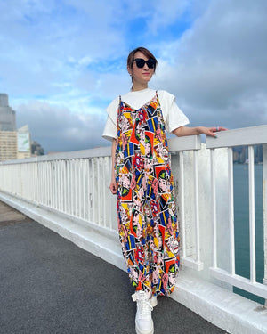 Cartoon store print jumpsuit