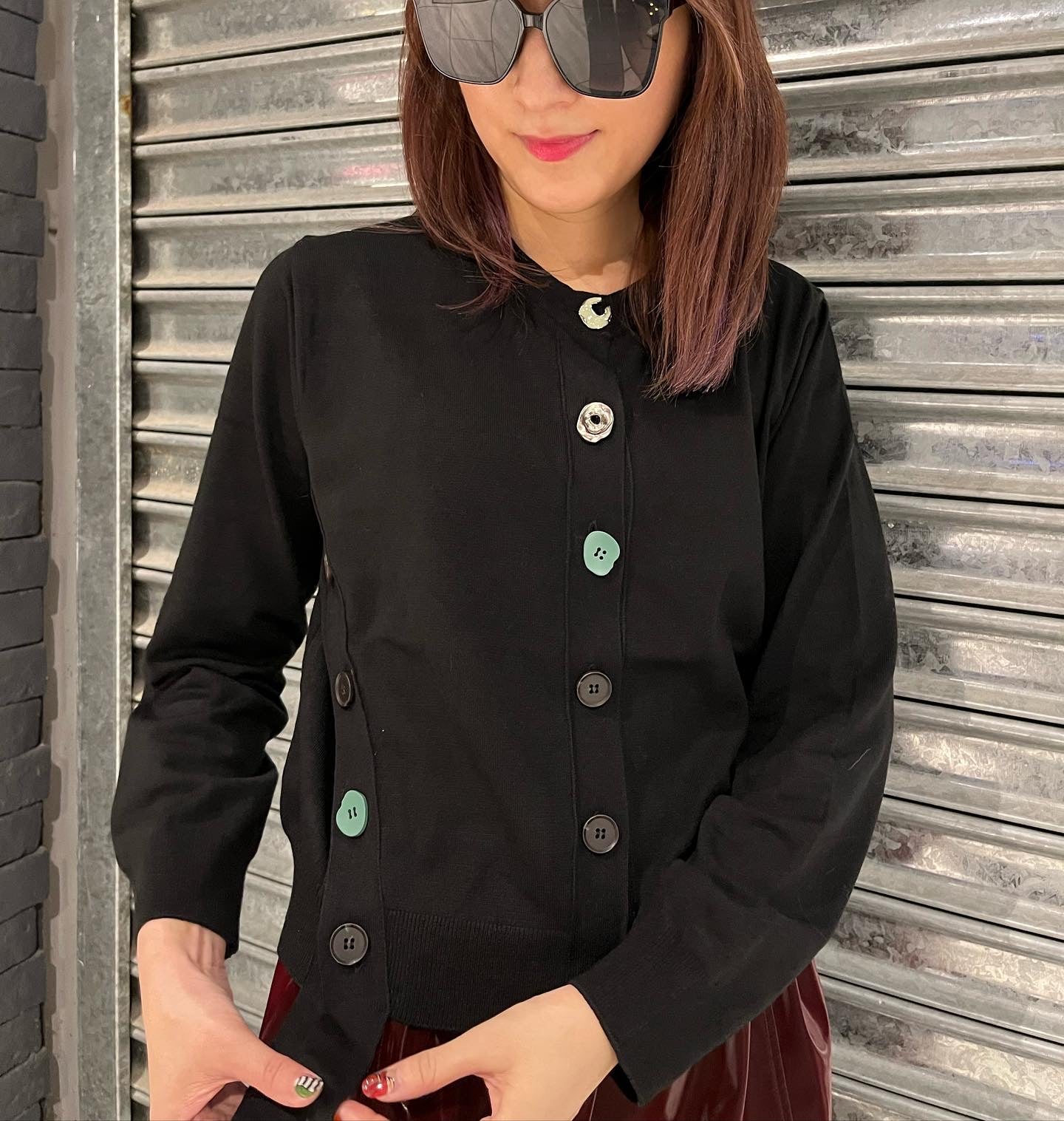 Black Stylish Buttons Cardigan