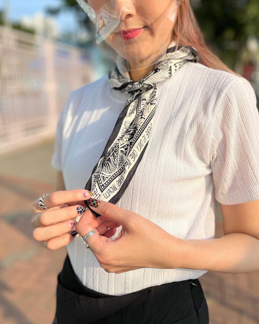 Black White Pattern Scarf