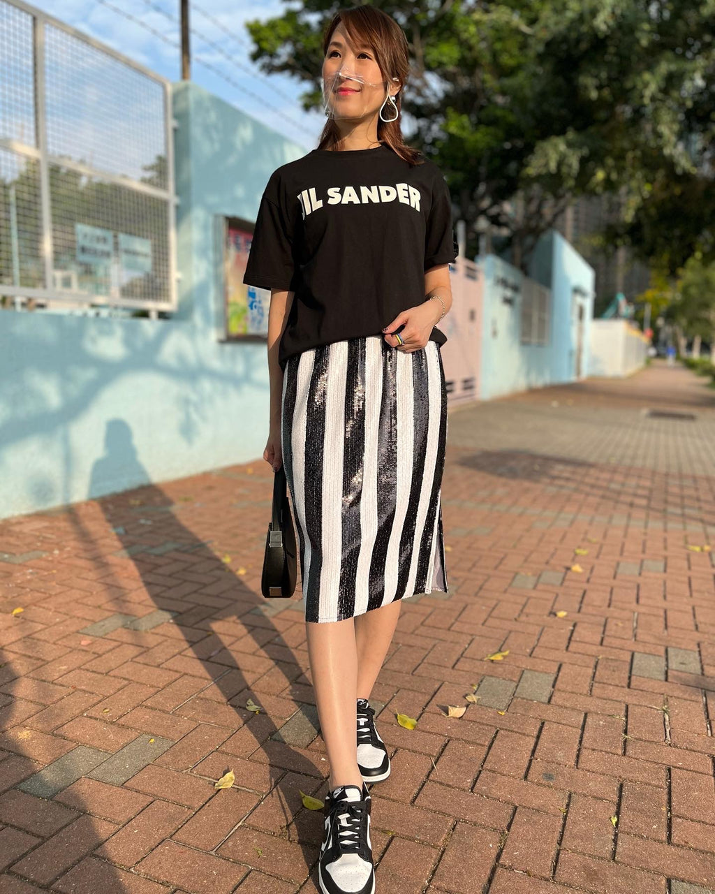 Black White Stripe Skirt