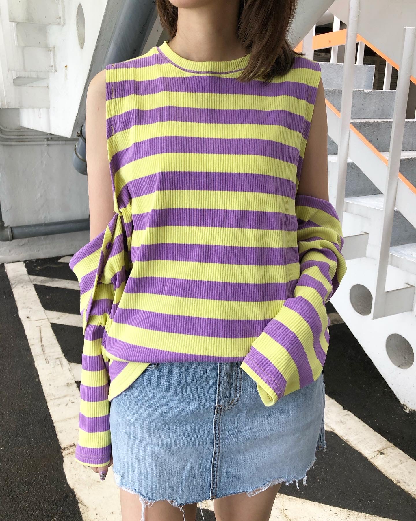 Purple and Yellow Stripe 4 ways Top