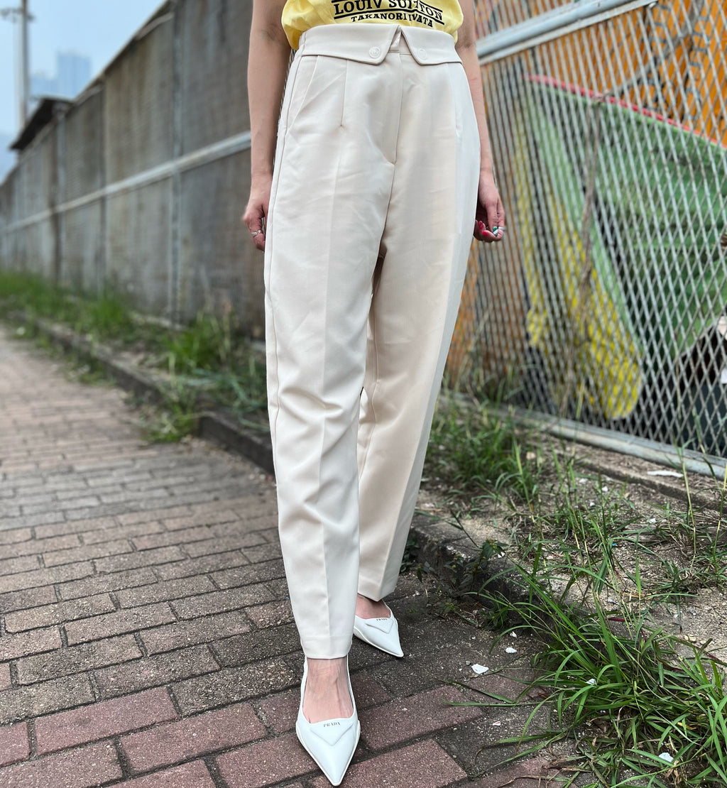 Cream Color Reverse Waist Pants