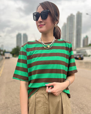 Green Black Stripe Top