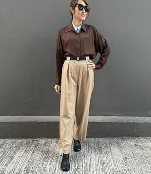 Beige Pants With Belt Set