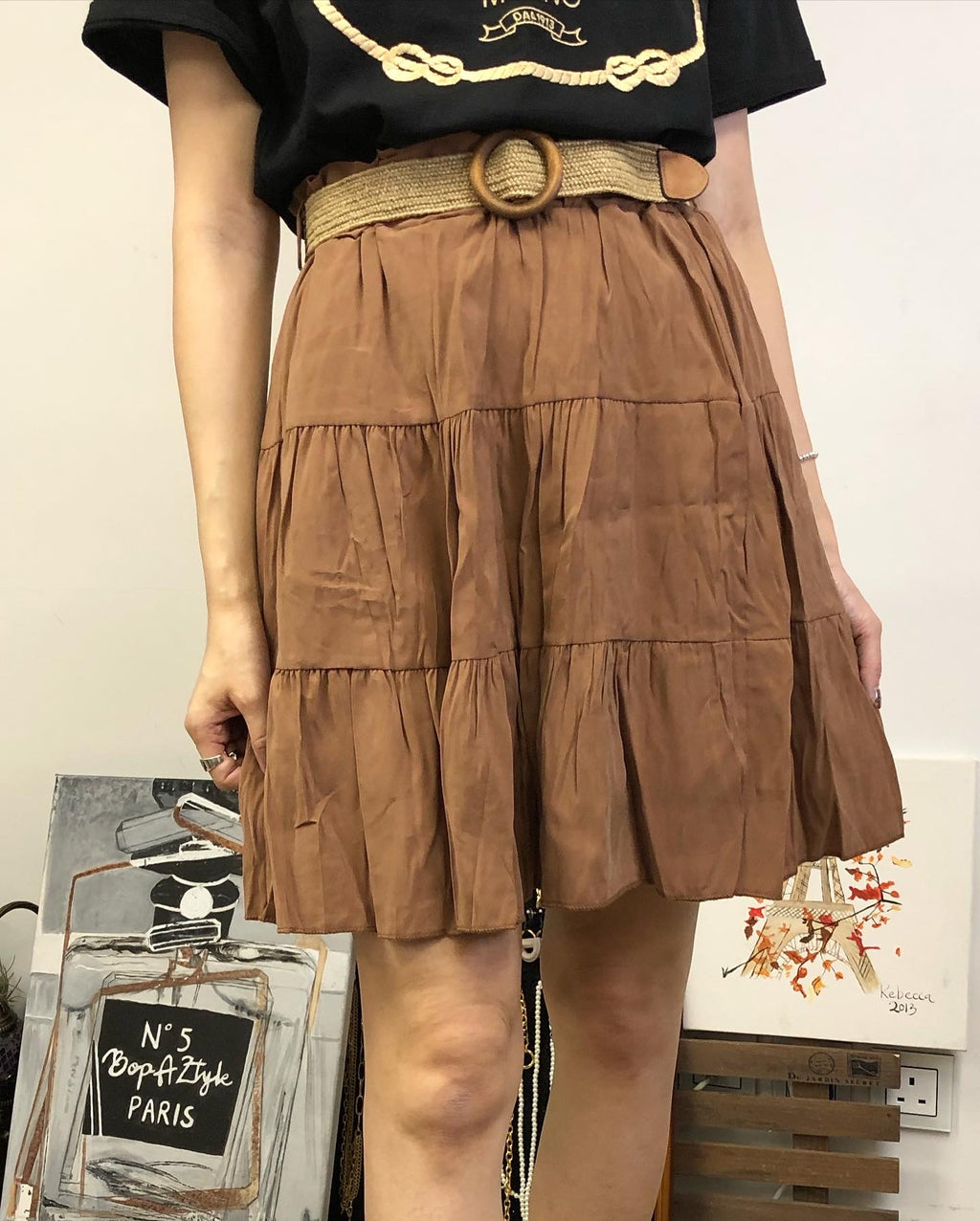 Italy 🇮🇹 Brown Skirt with Belt