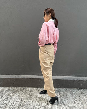 Beige Pants With Belt Set