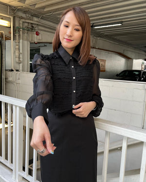 Ruffle Layer Black Shirt