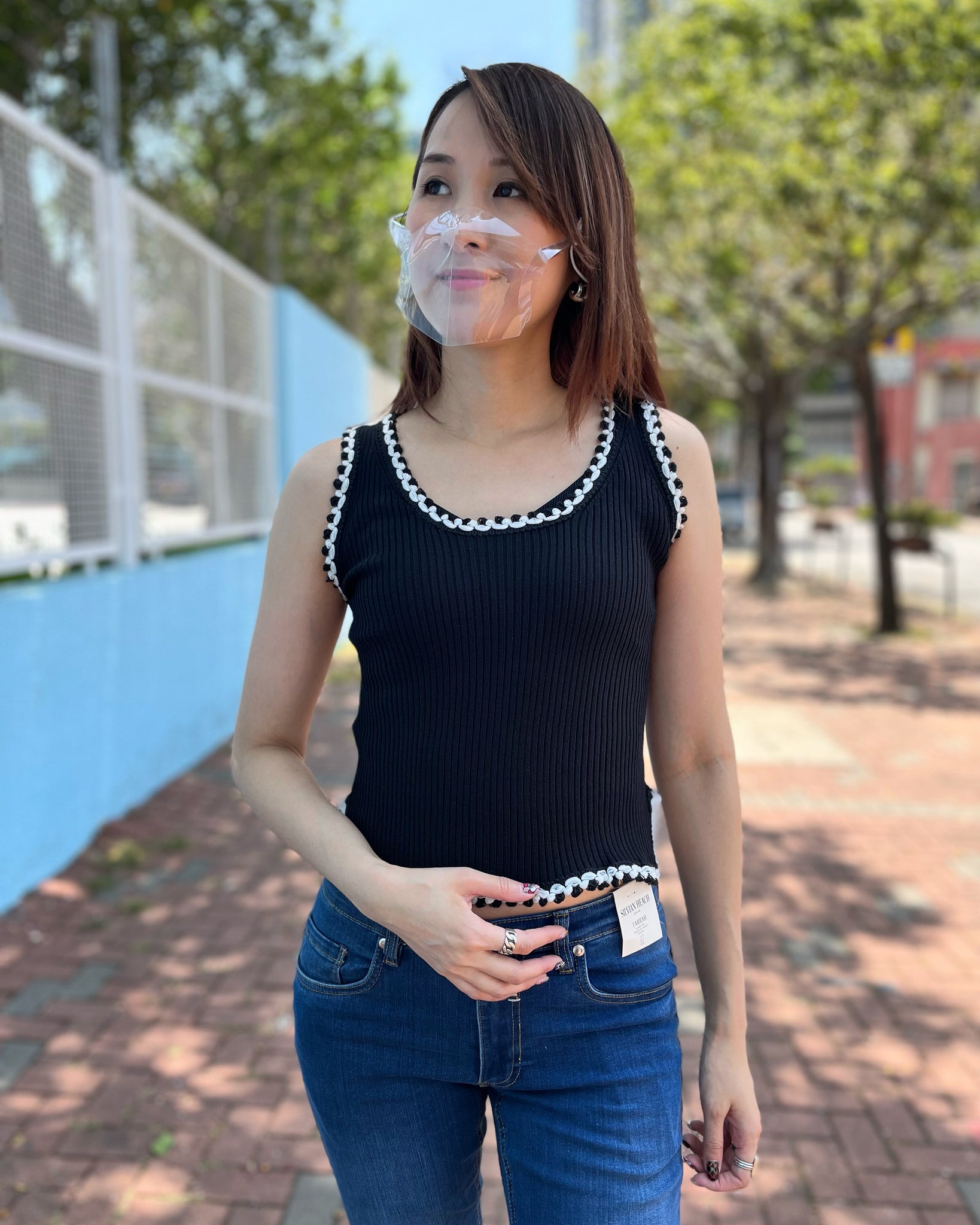 Black / White Vest Top