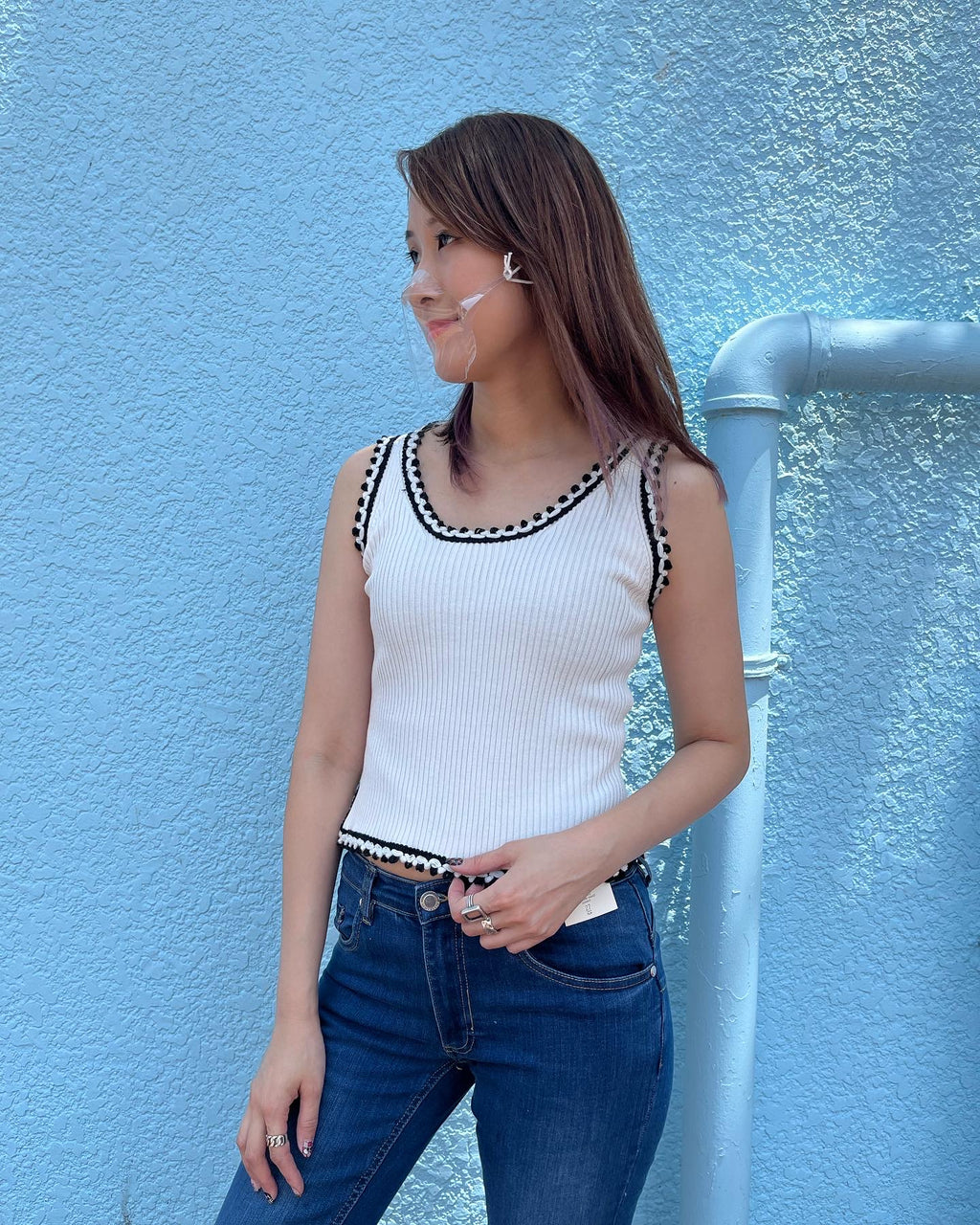 Black / White Vest Top