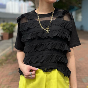 Black Ruffle Layer Top